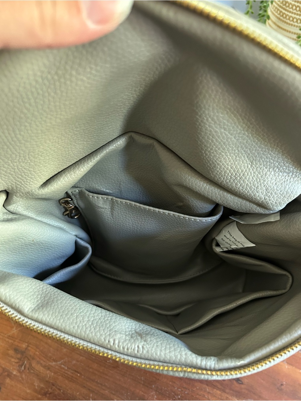 gray vegan leather convertible diaper bag by Fawn Design backpack - Picture 8 of 10